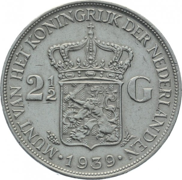 Niederlande 2 1/2 Gulden 1939 Wilhelmina